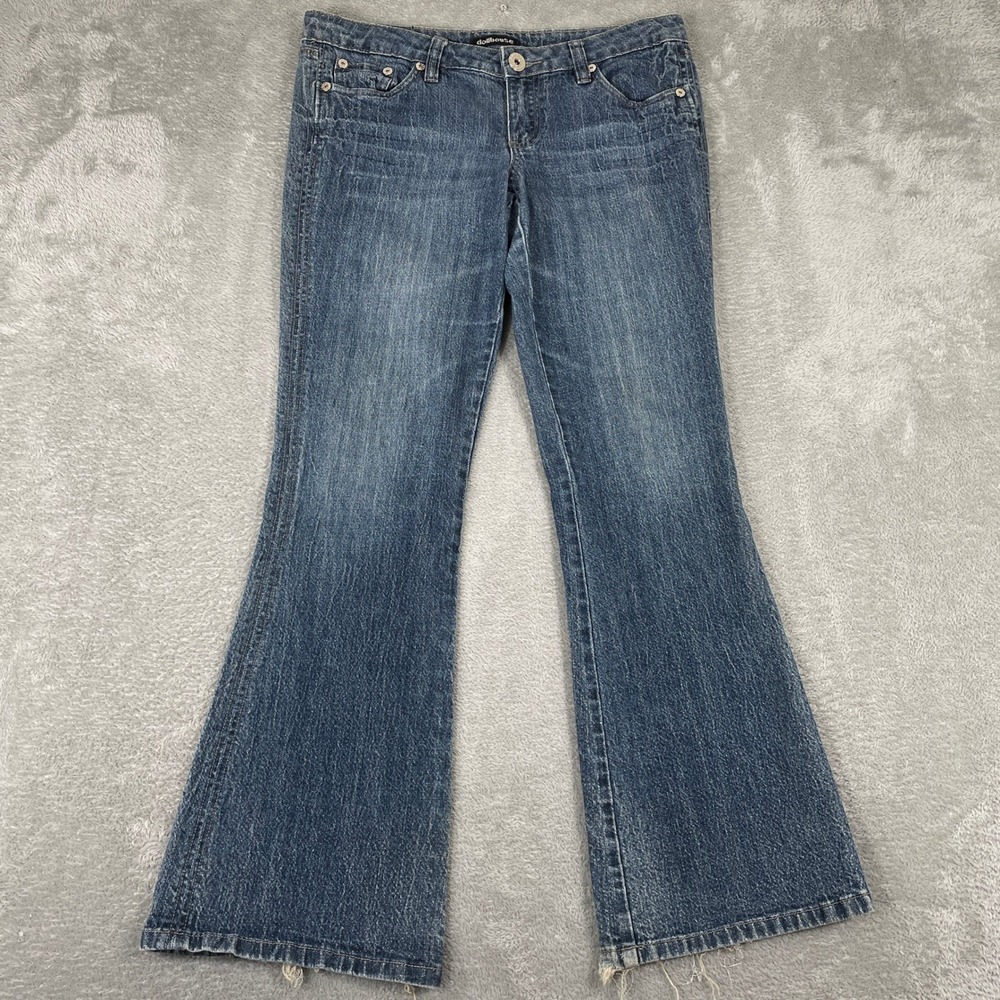 Dollhouse Flare Jeans Womens 11 (34x33.5) Low Rise Embroidered‎ Flap Pocket Y2K